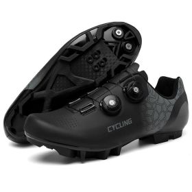 Mtb Cycling Shoes Men Mountain Bike Footwear Women Bike Boots Road Speed Bicycle Sneaker Flat Cleat SPD Riding Racing Sneakers (Color: black mtb, size: 45)