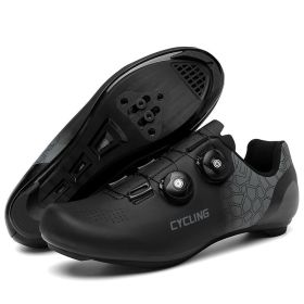 Mtb Cycling Shoes Men Mountain Bike Footwear Women Bike Boots Road Speed Bicycle Sneaker Flat Cleat SPD Riding Racing Sneakers (Color: black road, size: 45)