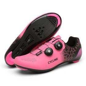 Mtb Cycling Shoes Men Mountain Bike Footwear Women Bike Boots Road Speed Bicycle Sneaker Flat Cleat SPD Riding Racing Sneakers (Color: pink road, size: 36)