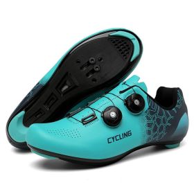 Mtb Cycling Shoes Men Mountain Bike Footwear Women Bike Boots Road Speed Bicycle Sneaker Flat Cleat SPD Riding Racing Sneakers (Color: blue road, size: 43)