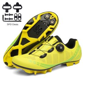 Road Bike Shoes Men Cycling Sneaker Mtb Cleat Shoes Flat Speed Sneakers Women Racing Bicycle Sneaker Mountain Biking Boots Spd (Color: yellow mtb, size: 43)