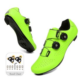 Mountain Cycling Shoes MTB Men Sports Road Bike Shoes Self-Locking SPD Cleat Bicycle Footwear Racing Women Speed Cycling Sneaker (Color: green road cleat, size: 36)