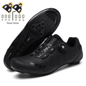 Road Bike Shoes Men Cycling Sneaker Mtb Cleat Shoes Flat Speed Sneakers Women Racing Bicycle Sneaker Mountain Biking Boots Spd (Color: black road, size: 41)