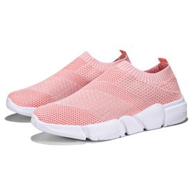 Summer Women Vulcanized Casual Shoes Women Sock Sneakers Slip On Flats Shoes Women's Loafers Walking Shoes Femme Tenis Size 42 (Color: Pink, size: 7)