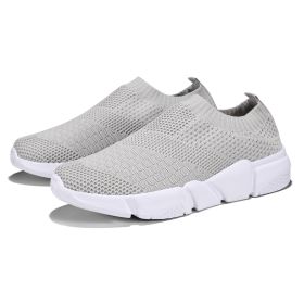 Summer Women Vulcanized Casual Shoes Women Sock Sneakers Slip On Flats Shoes Women's Loafers Walking Shoes Femme Tenis Size 42 (Color: Gray, size: 6)
