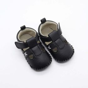 Baby Solid Color Soft Leather Toddler Shoes Sandals In Summer (Size/Age: Insole Length 13.00 cm, Color: Black)