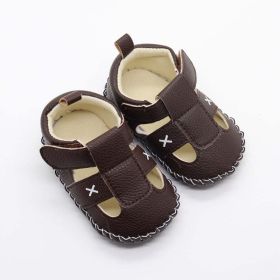 Baby Solid Color Soft Leather Toddler Shoes Sandals In Summer (Size/Age: Insole Length 12.00 cm, Color: Brown)