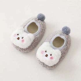 Baby 3D Cartoon Bear Patched Pattern Non-Slip Warm Shoes (Size/Age: Insole Length 11.00 cm, Color: Grey)