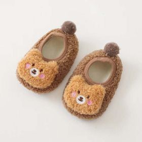 Baby 3D Cartoon Bear Patched Pattern Non-Slip Warm Shoes (Size/Age: Insole Length 13.00 cm, Color: Brown)