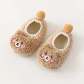 Baby 3D Cartoon Bear Patched Pattern Non-Slip Warm Shoes (Size/Age: Insole Length 12.00 cm, Color: Khaki)