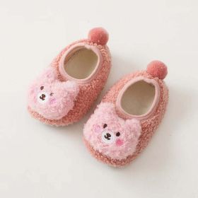 Baby 3D Cartoon Bear Patched Pattern Non-Slip Warm Shoes (Size/Age: Insole Length 12.00 cm, Color: Pink)