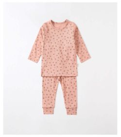 Kids Print Pattern Round Collar Long Sleeved Top Combo Pants Soft Sets Home Clothes In Summer (Size/Age: 80 (9-12M), Color: Pink)
