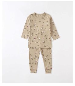 Kids Print Pattern Round Collar Long Sleeved Top Combo Pants Soft Sets Home Clothes In Summer (Size/Age: 80 (9-12M), Color: Green)