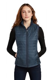 Port Authority Ladies Packable Puffy Vest L851 (Color: Regatta Blue/ River Blue Navy, size: 3XL)