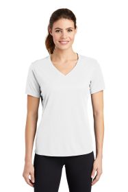 Sport-Tek Ladies PosiCharge RacerMesh V-Neck Tee LST340 (Color: White, size: M)