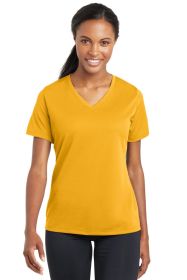 Sport-Tek Ladies PosiCharge RacerMesh V-Neck Tee LST340 (Color: Gold, size: M)