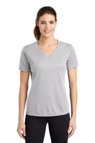 Sport-Tek Ladies PosiCharge RacerMesh V-Neck Tee LST340 (Color: Silver, size: L)