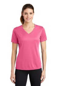 Sport-Tek Ladies PosiCharge RacerMesh V-Neck Tee LST340 (Color: Bright Pink, size: XL)