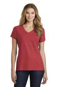 Port & Company Ladies Fan Favorite Blend V-Neck Tee LPC455V (Color: Team Cardinal Heather, size: L)