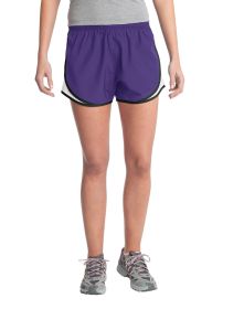Sport-Tek Ladies Cadence Short LST304 (Color: Purple/ White/ Black, size: L)