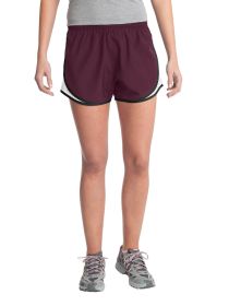 Sport-Tek Ladies Cadence Short LST304 (Color: Maroon/ White/ Black, size: XL)