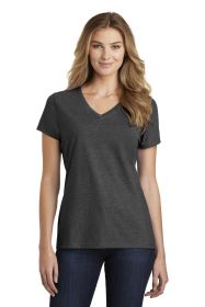 Port & Company Ladies Fan Favorite Blend V-Neck Tee LPC455V (Color: Black Heather, size: M)
