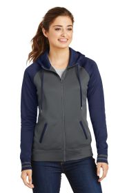 Sport-Tek Ladies Sport-Wick Varsity Fleece Full-Zip Hooded Jacket LST236 (Color: Dark Smoke Grey/ Navy, size: XXL)