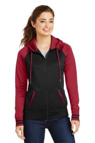 Sport-Tek Ladies Sport-Wick Varsity Fleece Full-Zip Hooded Jacket LST236 (Color: Black/ Deep Red, size: M)