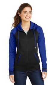 Sport-Tek Ladies Sport-Wick Varsity Fleece Full-Zip Hooded Jacket LST236 (Color: Black/ True Royal, size: S)