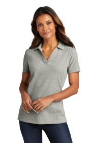 Port Authority Ladies C-FREE Cotton Blend Pique Polo LK867 (Color: Deep Smoke Heather, size: L)