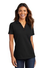 Port Authority Ladies C-FREE Cotton Blend Pique Polo LK867 (Color: Black, size: L)