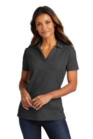 Port Authority Ladies C-FREE Cotton Blend Pique Polo LK867 (Color: Charcoal Heather, size: M)