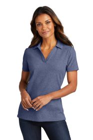 Port Authority Ladies C-FREE Cotton Blend Pique Polo LK867 (Color: Navy Heather, size: M)