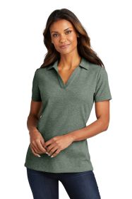 Port Authority Ladies C-FREE Cotton Blend Pique Polo LK867 (Color: Dark Green Heather, size: M)