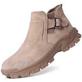 Cowhide Safety Shoes Work Boots (Color: Bronze, size: 40)