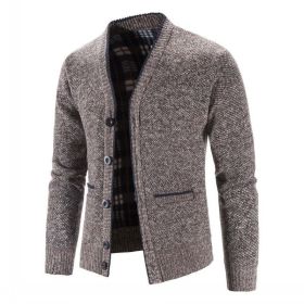 Sweaters Coats Men Winter Thicker Knitted Cardigan Sweatercoats Slim Fit Men's Knit Warm Sweater Jackets Men Knit Clothes (Color: Coffee, size: XXL)