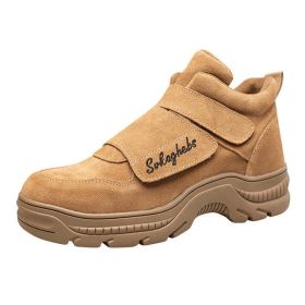 Cowhide Safety Shoes Work Boots (Color: Coffee, size: 43)