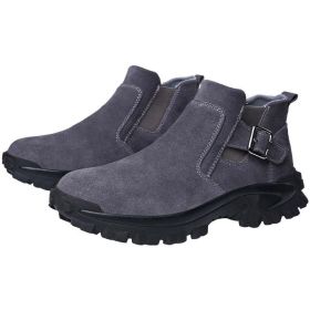 Cowhide Safety Shoes Work Boots (Color: Grey, size: 44)