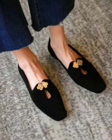 Low-cut Square Headgear Foot Mid-mouth Women's Shoes (Color: Black, size: 40)