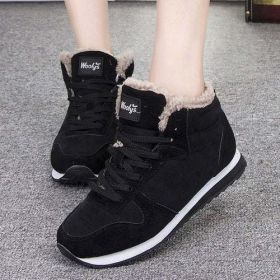 Women Shoes Winter Women Flats Plus Size 35 46 (Shoe Size: 8.5, Color: Black)