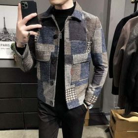Autumn and Winter Fashion New Men's Casual Lapel Hoodless Jacket (Color: Beige, size: XXL)