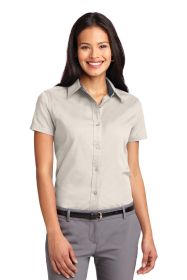 Port Authority Ladies Short Sleeve Easy Care Shirt L508 (Color: Light Stone/ Classic Navy, size: XL)