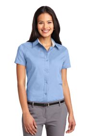Port Authority Ladies Short Sleeve Easy Care Shirt L508 (Color: Light Blue/ Light Stone, size: XL)