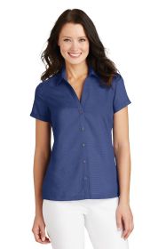 Port Authority Ladies Textured Camp Shirt L662 (Color: Royal, size: XS)