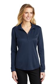 Port Authority Ladies Silk Touch Performance Long Sleeve Polo L540LS (Color: Navy, size: S)