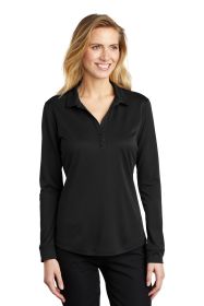 Port Authority Ladies Silk Touch Performance Long Sleeve Polo L540LS (Color: Black, size: S)