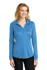 Port Authority Ladies Silk Touch Performance Long Sleeve Polo L540LS (Color: Carolina Blue, size: M)