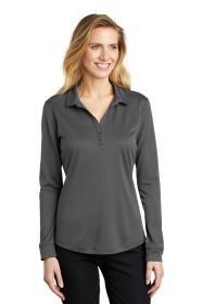 Port Authority Ladies Silk Touch Performance Long Sleeve Polo L540LS (Color: Steel Grey, size: XXL)