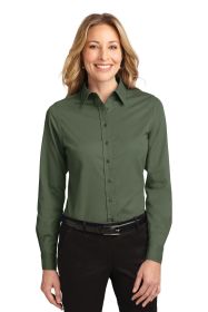 Port Authority Ladies Long Sleeve Easy Care Shirt L608 (Color: Clover Green, size: XS)