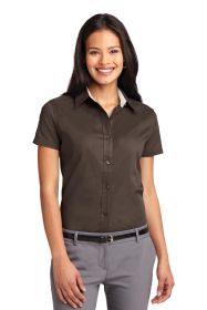 Port Authority Ladies Short Sleeve Easy Care Shirt L508 (Color: Coffee Bean/ Light Stone, size: XS)